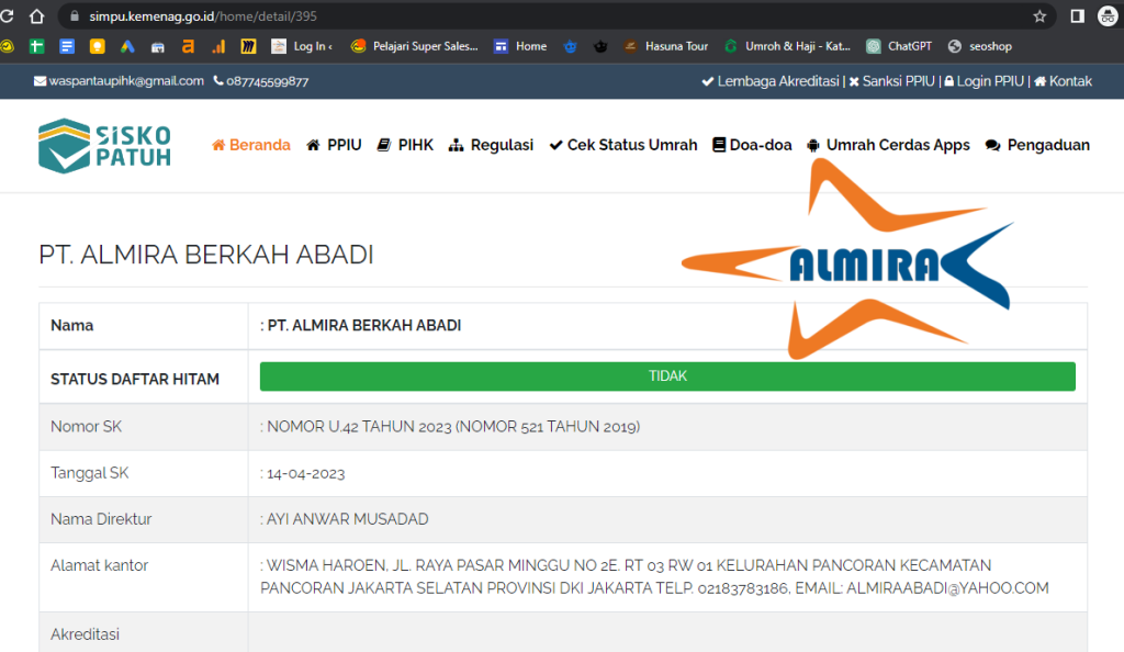 almira travel umroh resmi kemenag